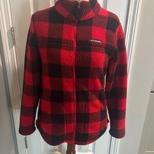 Size medium Columbia red and black plaid fleece
